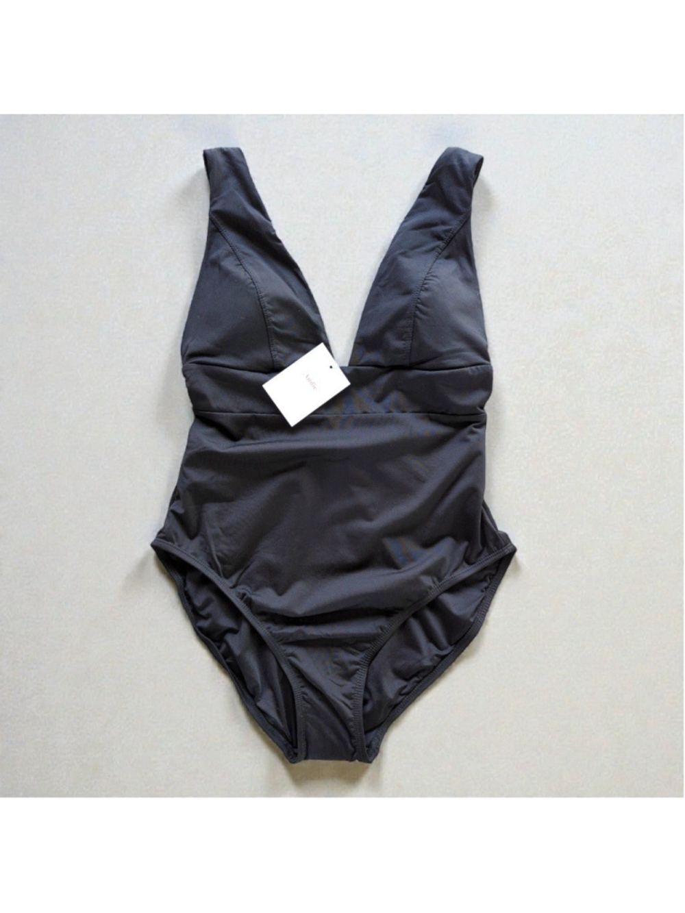 Andie Black One Piece Swimsuit M NWT V Neck Low Back - Picture 3 of 10